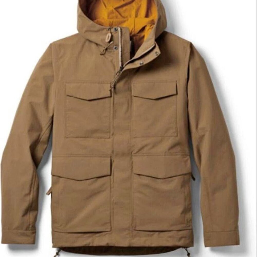 REI | L | E1 Elements Khaki Outdoor Hooded Rain Snow Ski Snowboard Jacket